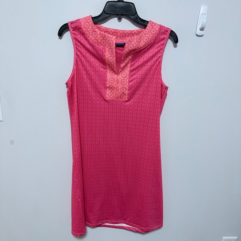Cabana Life UPF 50 Tunic Sleeveless Dress Pink Size M Geometric Sun Protective